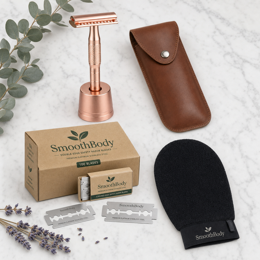 SmoothBody Complete Shaving Kit | Razor + Blades + Glove + Travel Case